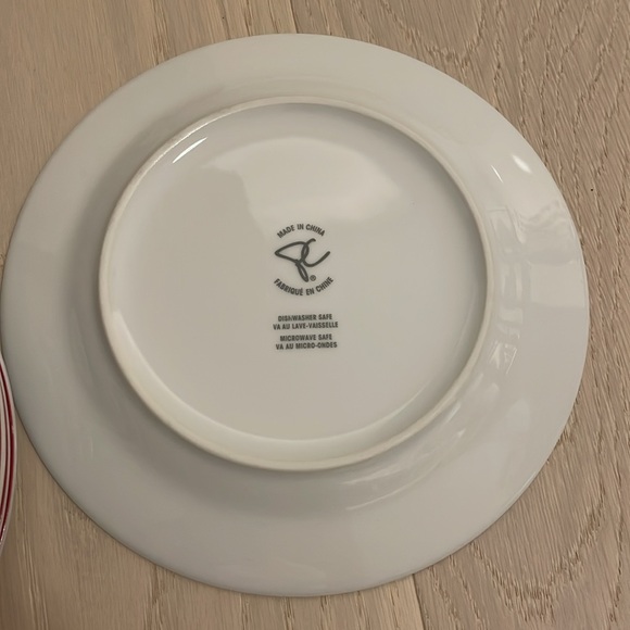 PC Christmas Tree Red & White set of 6 plates polka dots bunny d/w & micro safe - Picture 5 of 7